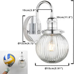 Retro Glass Ribbed Sconce Wall Light Industrial Globe