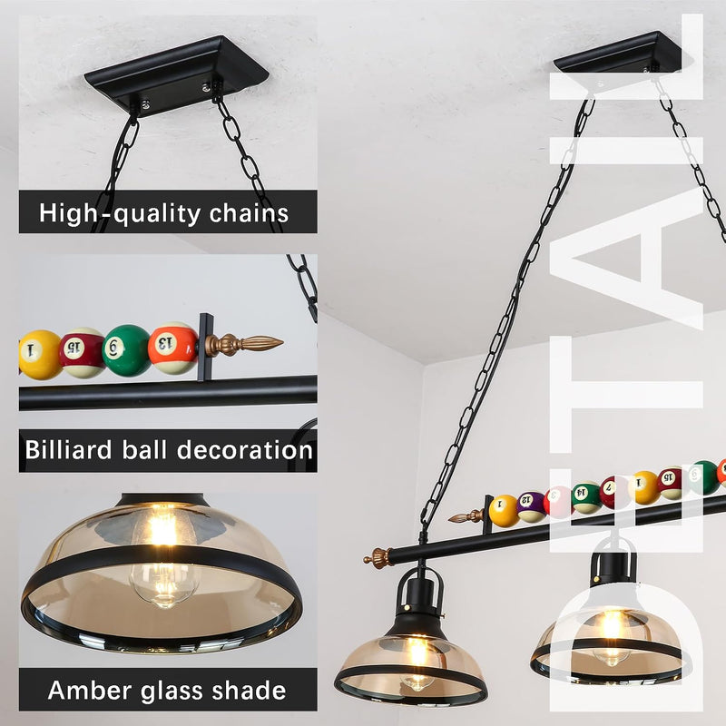 Retro Industrial Pendant American Wrought Iron Snooker Bar