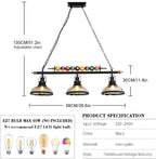 Retro Industrial Pendant American Wrought Iron Snooker Bar
