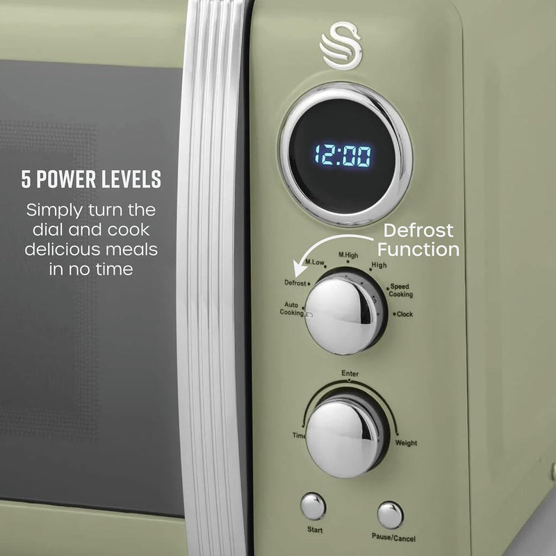 Retro LED Digital Microwave 20L 800W 6 Power