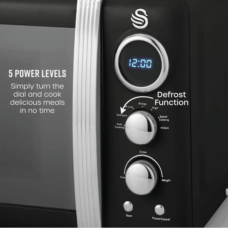 Retro LED Digital Microwave 20L 800W 6 Power
