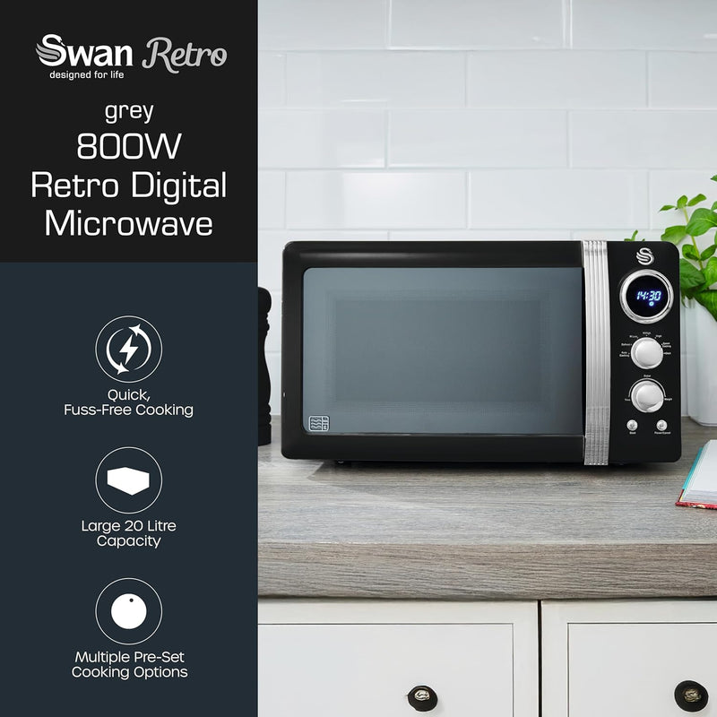 Retro LED Digital Microwave 20L 800W 6 Power