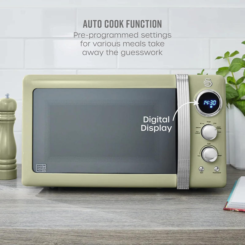 Retro LED Digital Microwave 20L 800W 6 Power