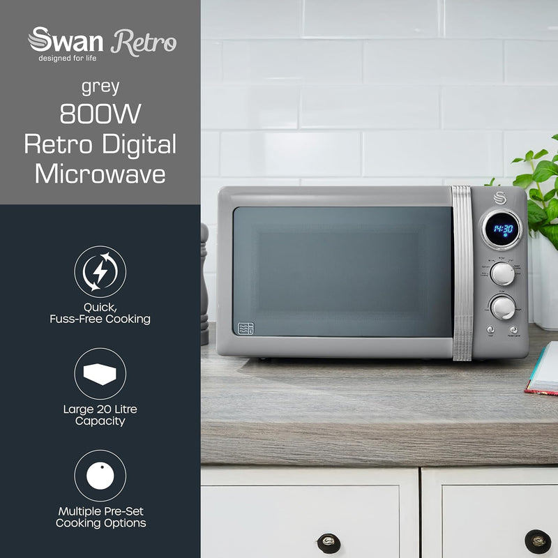 Retro LED Digital Microwave 20L 800W 6 Power