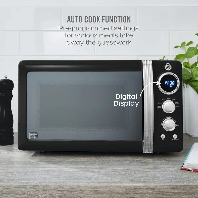 Retro LED Digital Microwave 20L 800W 6 Power