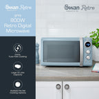 Retro LED Digital Microwave 20L 800W 6 Power