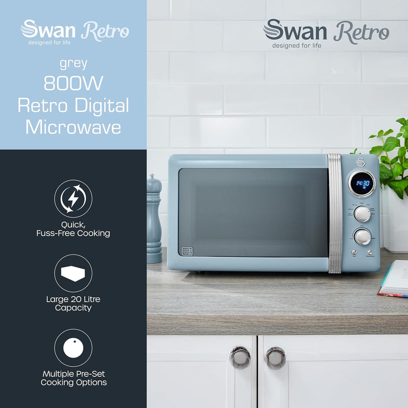 Retro LED Digital Microwave 20L 800W 6 Power