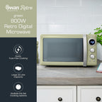 Retro LED Digital Microwave 20L 800W 6 Power