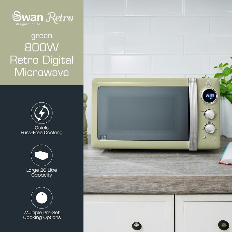 Retro LED Digital Microwave 20L 800W 6 Power