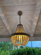 Retro Loft Vintage Rustic Round Wooden Beads Pendant