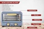 Retro Look Mini 10L Toaster Oven Tabletop Cooking