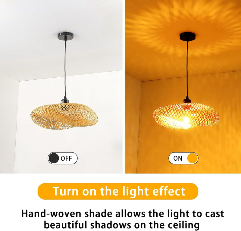 Bamboo Lampshade Light Straw Retro Hat Pendant Creativity