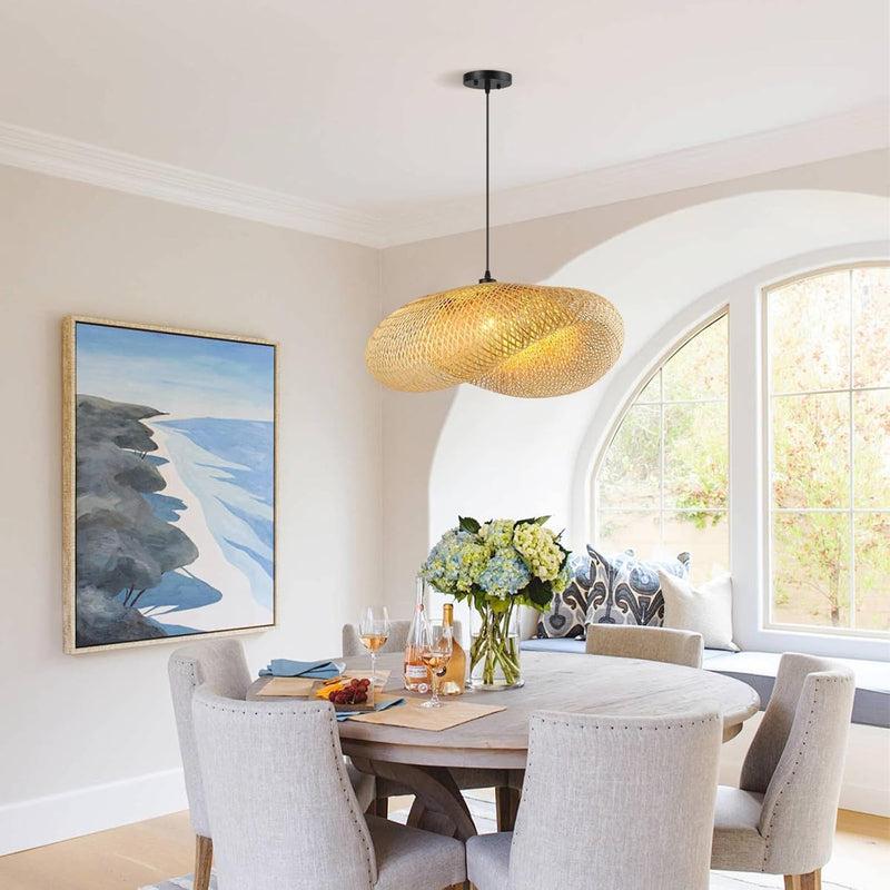 Bamboo Lampshade Light Straw Retro Hat Pendant Creativity