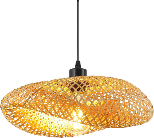 Bamboo Lampshade Light Straw Retro Hat Pendant Creativity