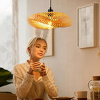 Bamboo Lampshade Light Straw Retro Hat Pendant Creativity