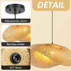 Retro Rattan Lampshade Pendant Light Handwoven Hat