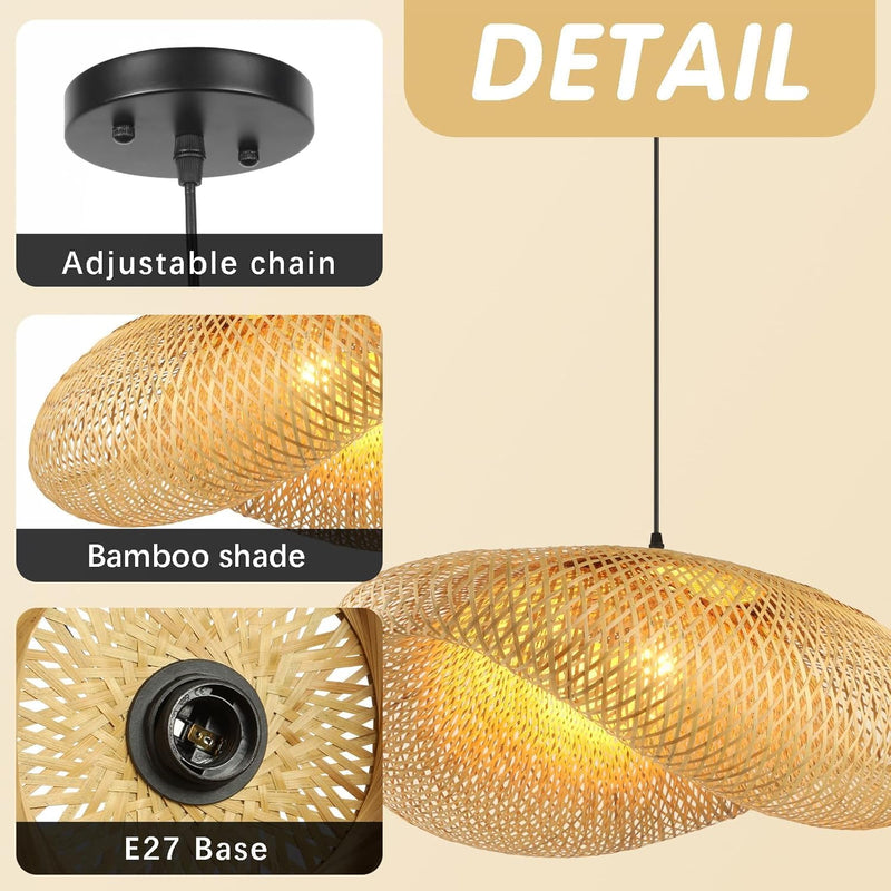Bamboo Lampshade Light Straw Retro Hat Pendant Creativity