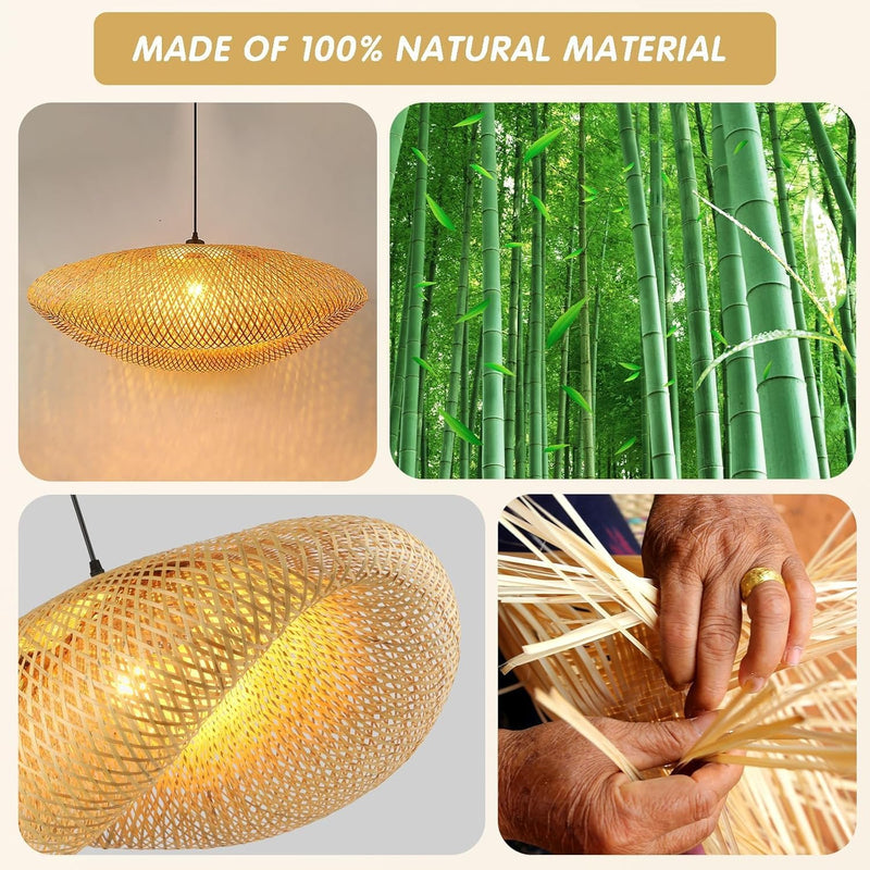 Bamboo Lampshade Light Straw Retro Hat Pendant Creativity