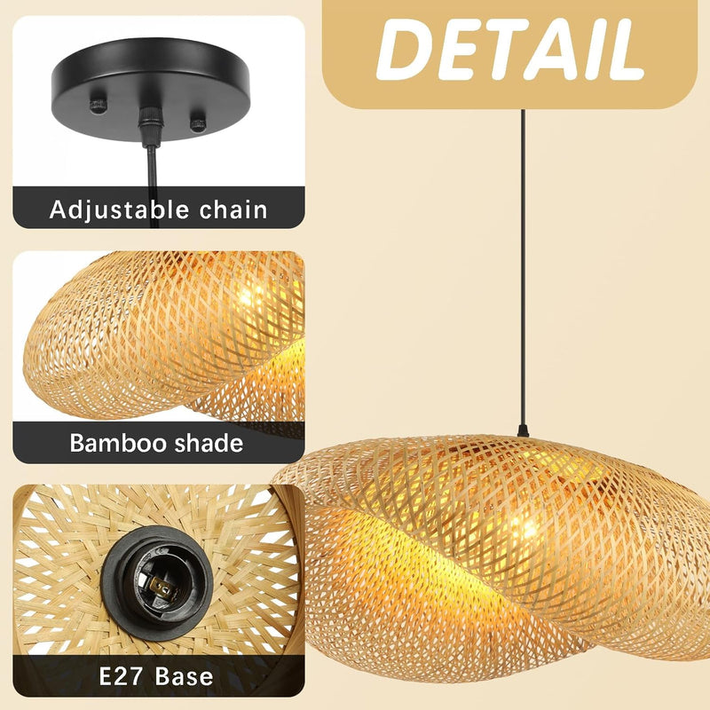 Bamboo Lampshade Light Straw Retro Hat Pendant Creativity