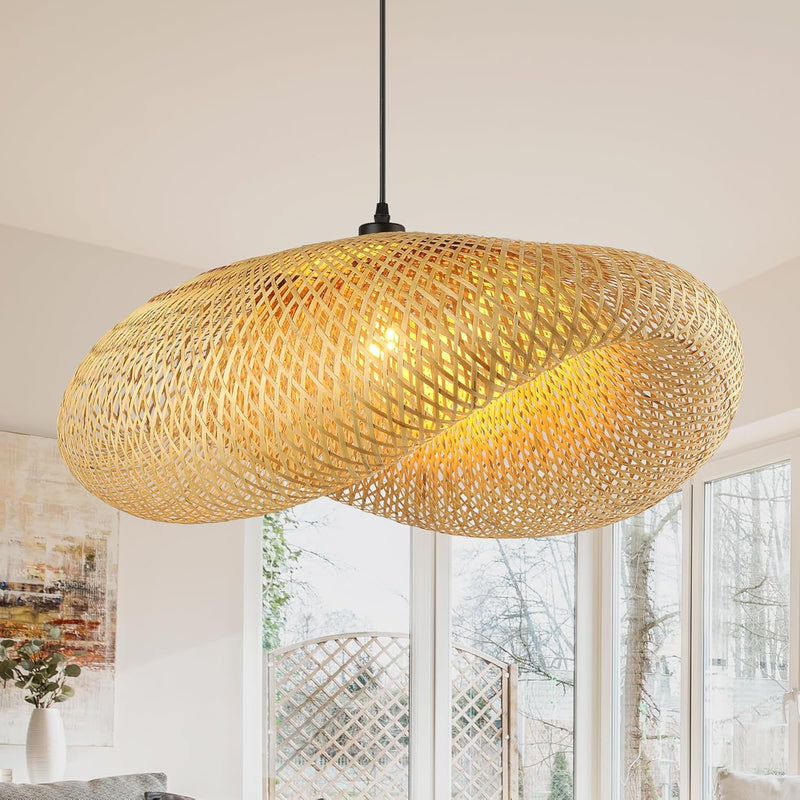 Bamboo Lampshade Light Straw Retro Hat Pendant Creativity