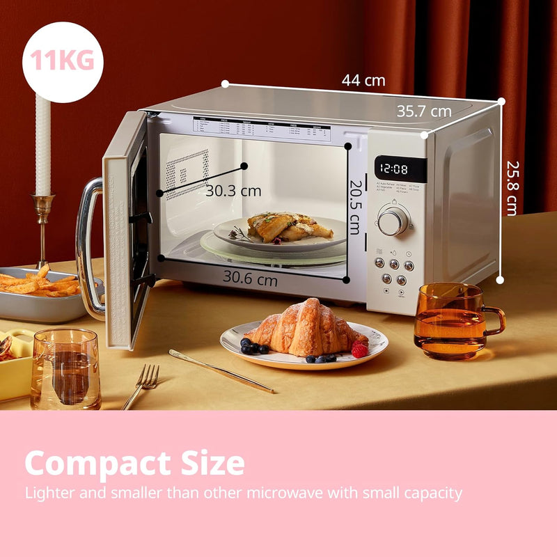 Retro Style 800W 20L Microwave Oven with 8