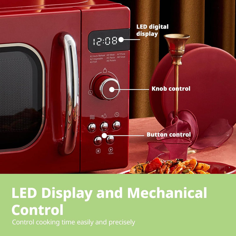 Retro Style 800W 20L Microwave Oven with 8
