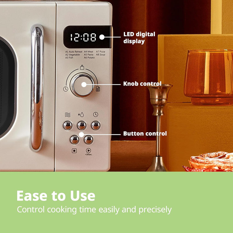 Retro Style 800W 20L Microwave Oven with 8