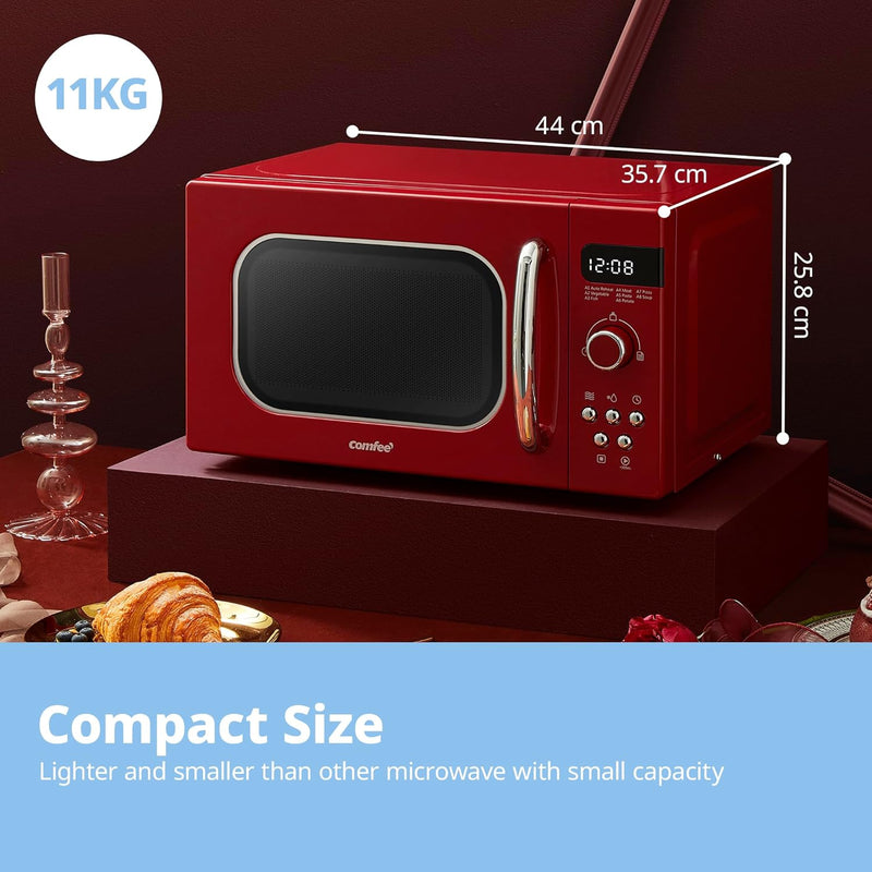 Retro Style 800W 20L Microwave Oven with 8