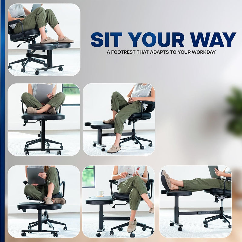 Retrofit Height Adjustable Footrest for Office Chair Holds