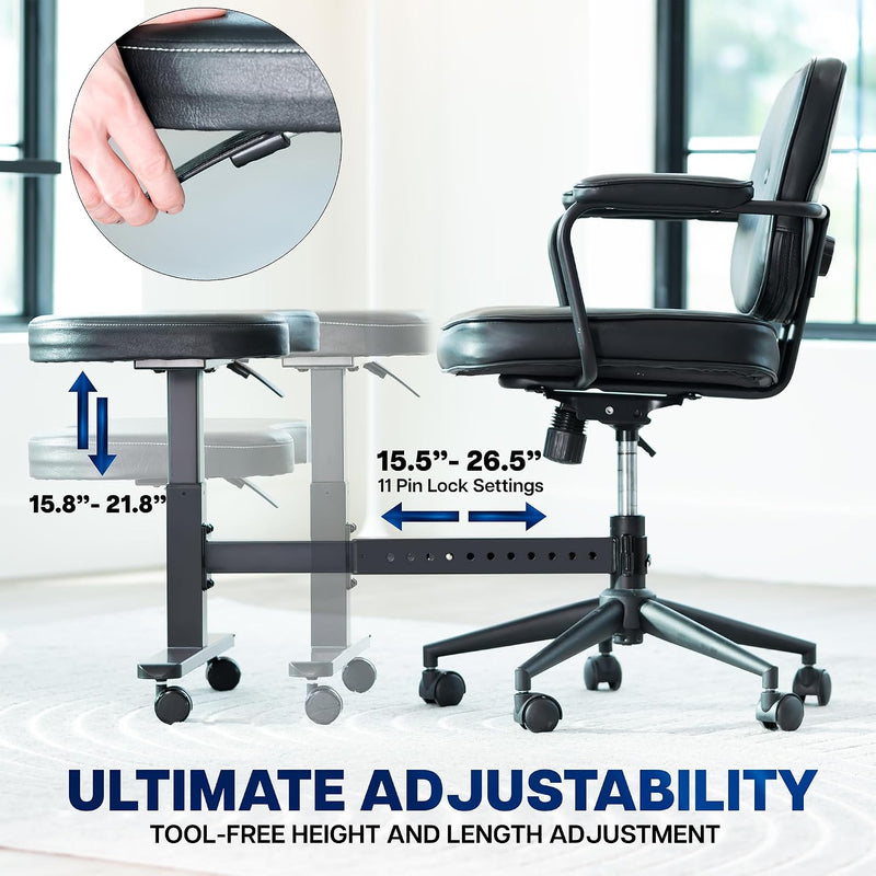 Retrofit Height Adjustable Footrest for Office Chair Holds