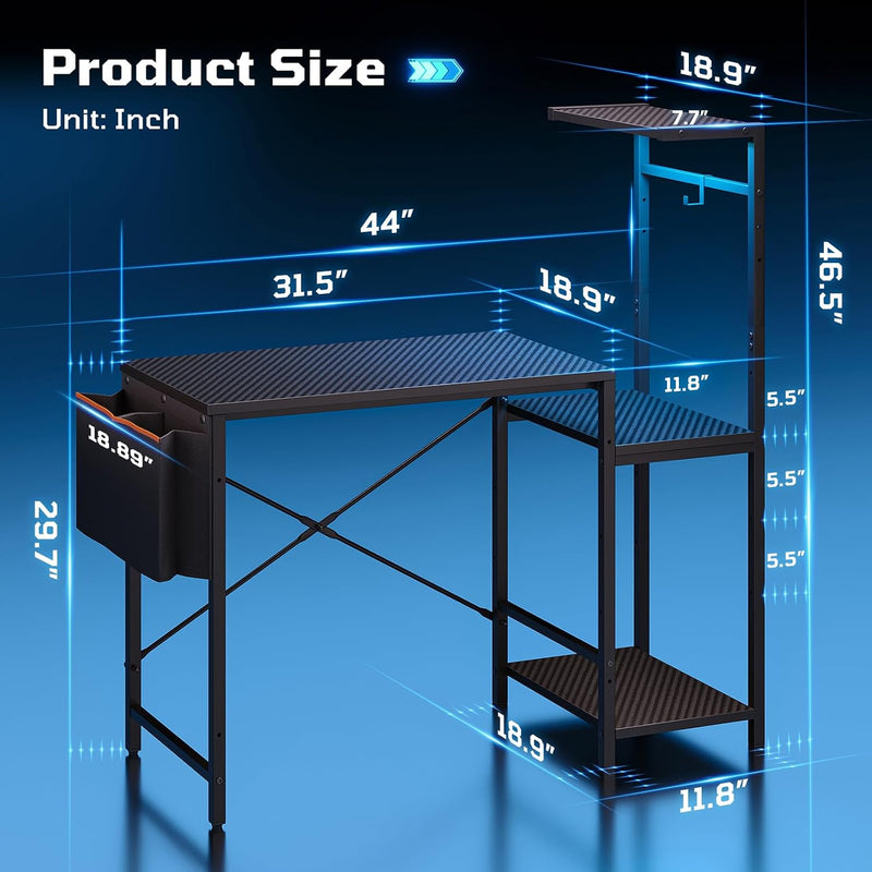 Corner Desk with Power Outlets Large Computer