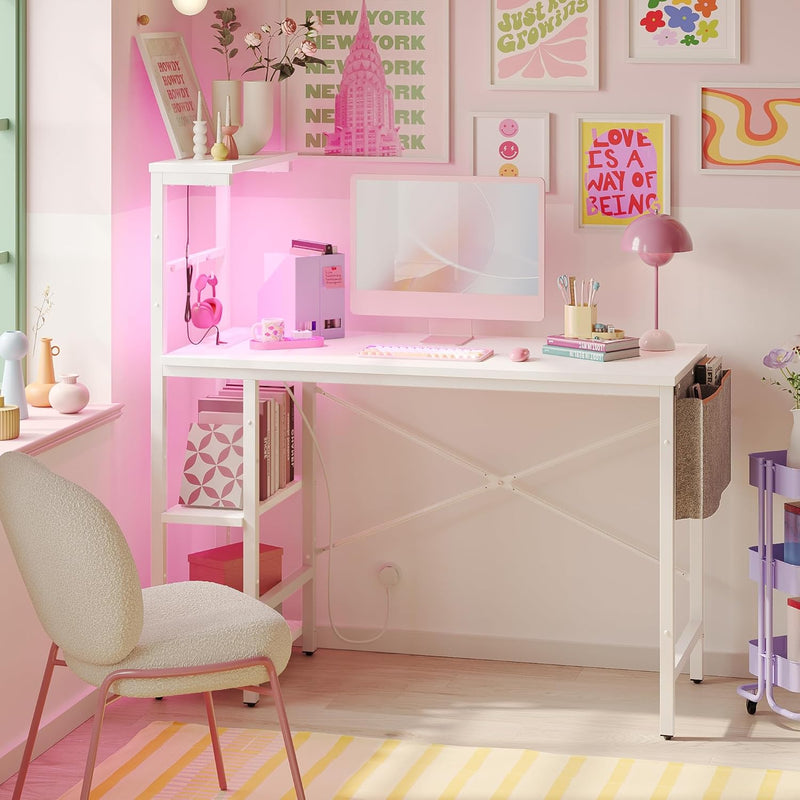 Corner Desk with Power Outlets Large Computer
