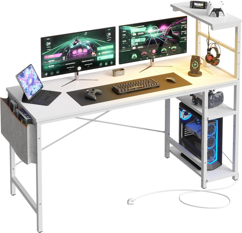 Corner Desk with Power Outlets Large Computer