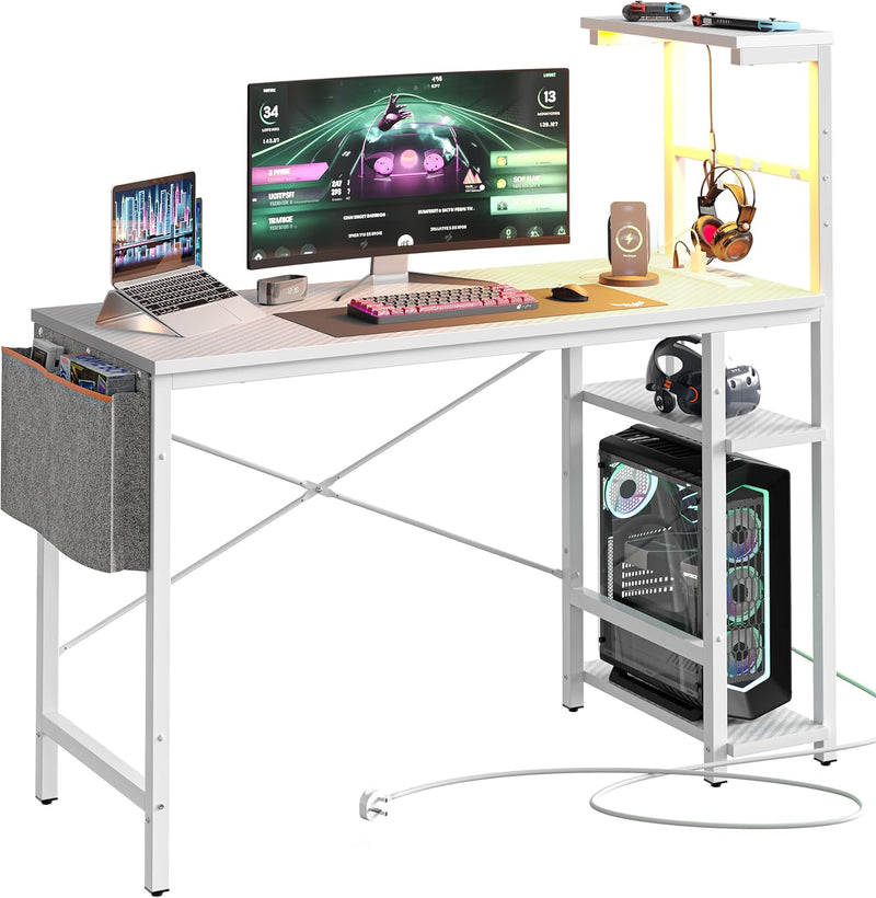Corner Desk with Power Outlets Large Computer