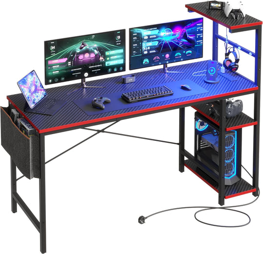 Corner Desk with Power Outlets Large Computer
