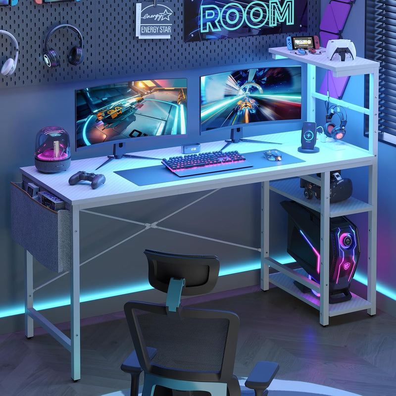 Corner Desk with Power Outlets Large Computer