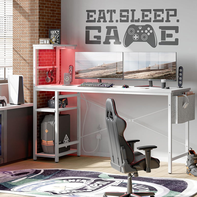 Corner Desk with Power Outlets Large Computer