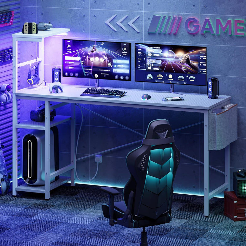 Corner Desk with Power Outlets Large Computer