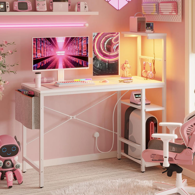 Corner Desk with Power Outlets Large Computer
