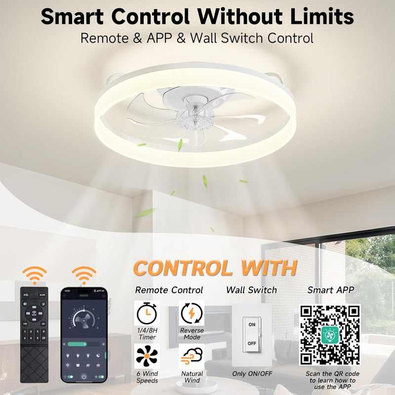 Reversible Quiet Ceiling Fans with Lights and Remote
