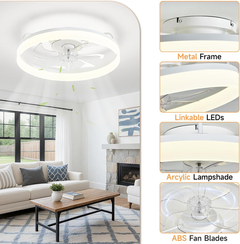 Reversible Quiet Ceiling Fans with Lights and Remote