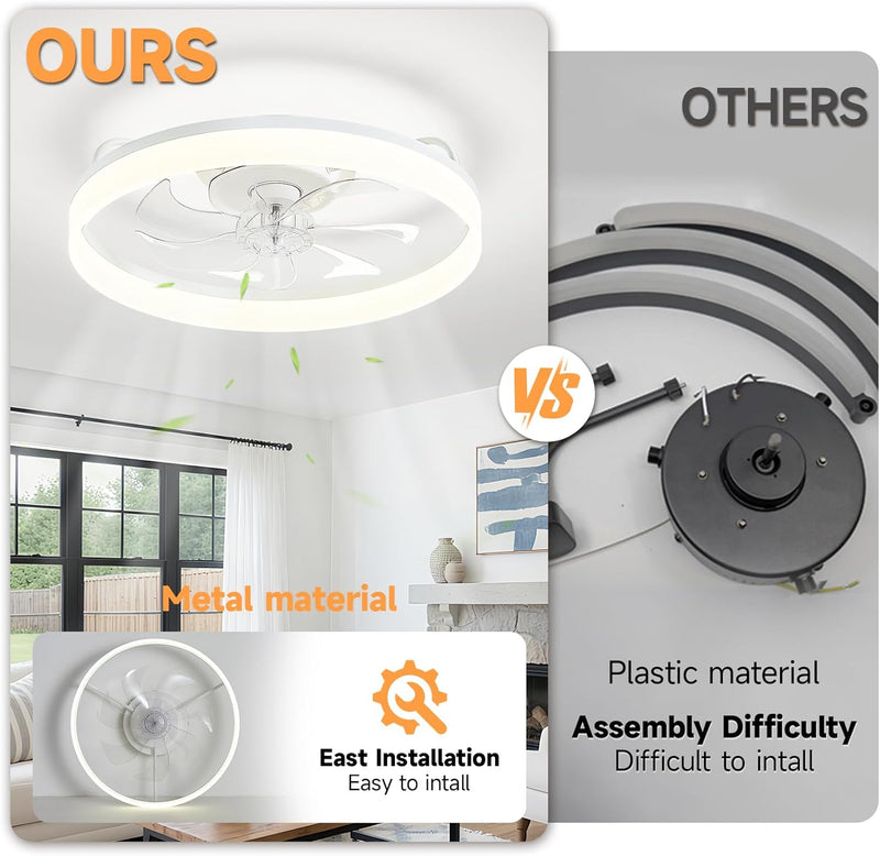 Reversible Quiet Ceiling Fans with Lights and Remote