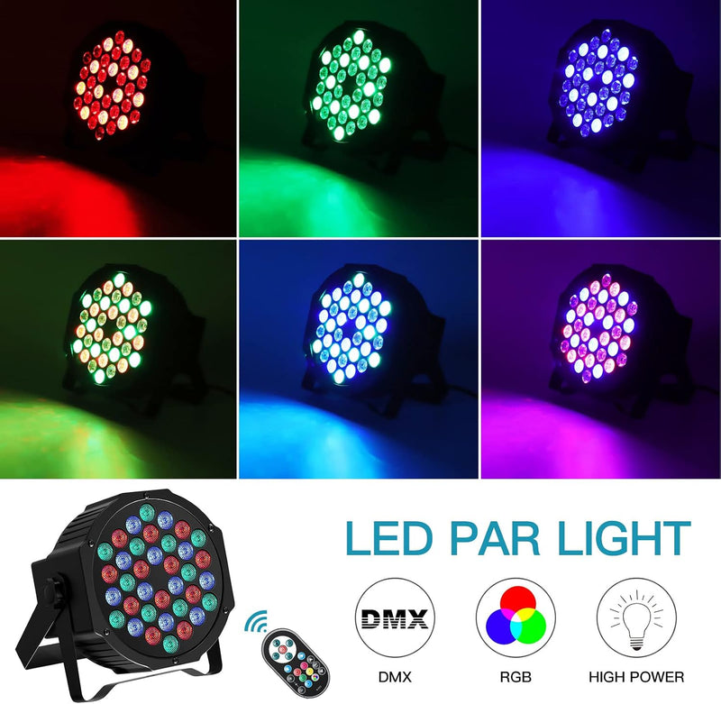 RGB 36 LED Stage Lights with Bag 72W (4 Pack)