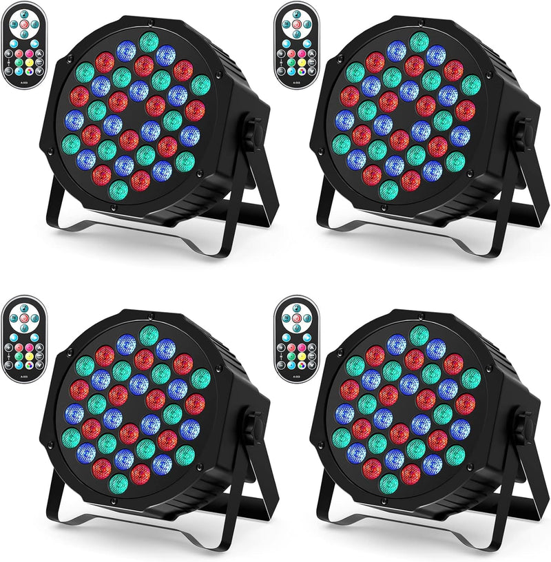 RGB 36 LED Stage Lights with Bag 72W (4 Pack)