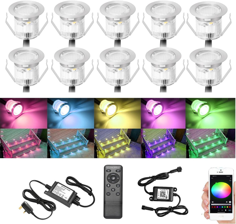 RGB Bluetooth LED Decking Lights Waterproof 30 Packs