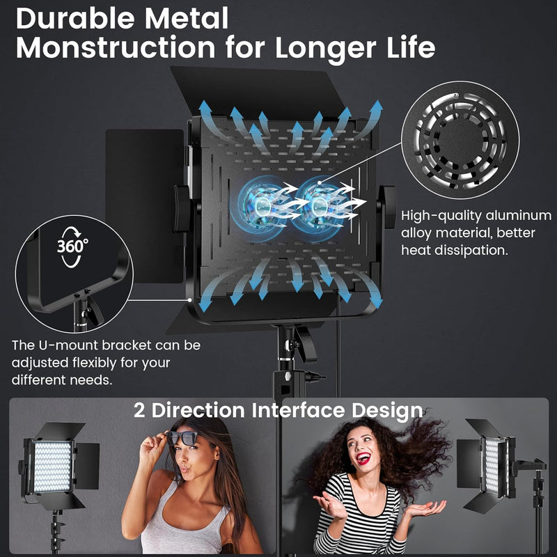 RGB Photography Video Lighting Kit 50W Bi-Colour Energy-Saving