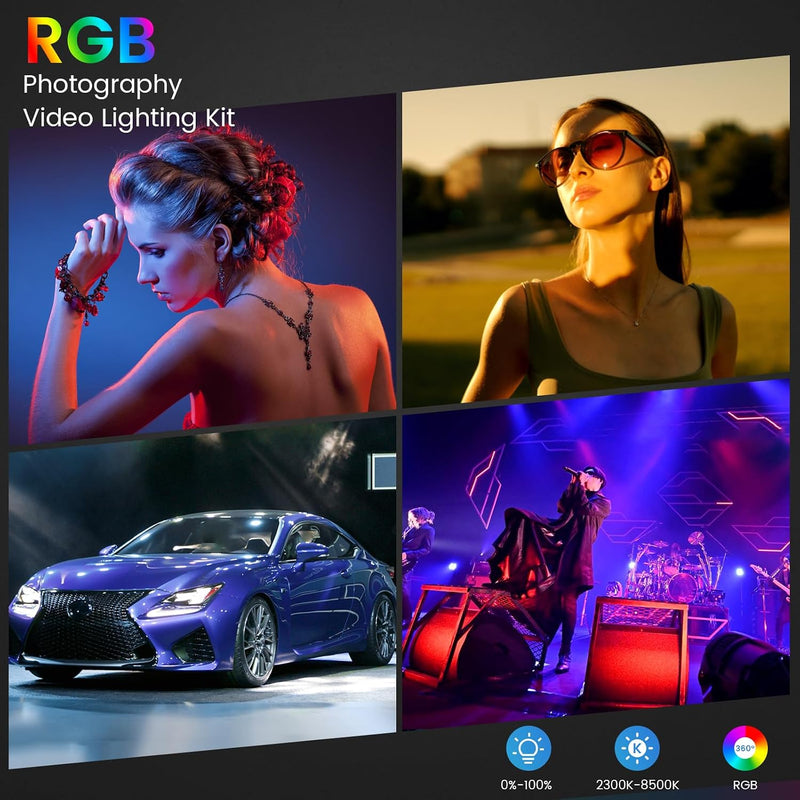 RGB Photography Video Lighting Kit 50W Bi-Colour Energy-Saving