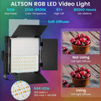 RGB Photography Video Lighting Kit 50W Bi-Colour Energy-Saving