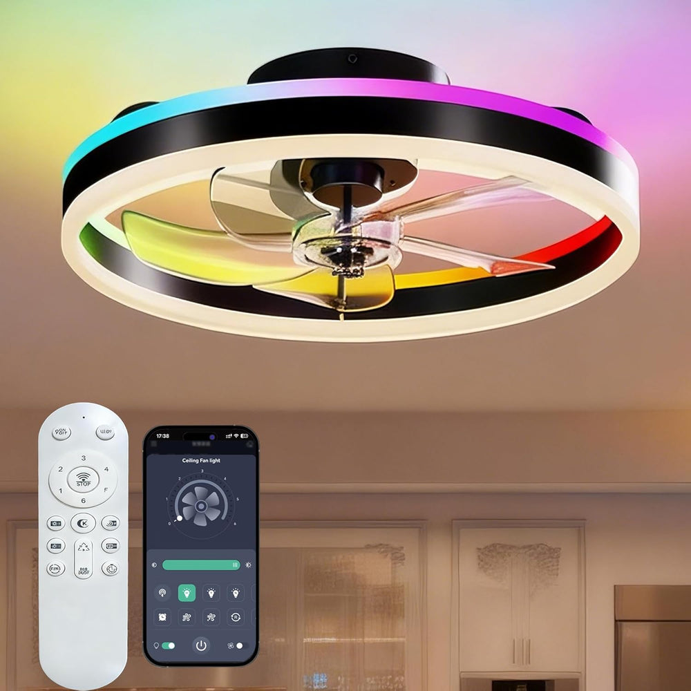 Rgbcw Ceiling Fan with Lights 50CM Modern Smart