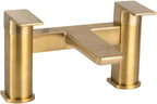 Rhodos Brushed Brass Bathroom Tap Pack Includes Deck
